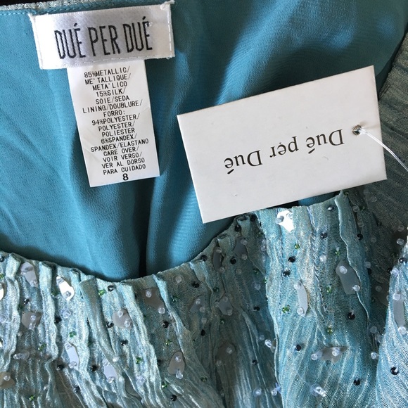 NWT icy blue crinkly beaded shift dress/top size 8 - Picture 7 of 8